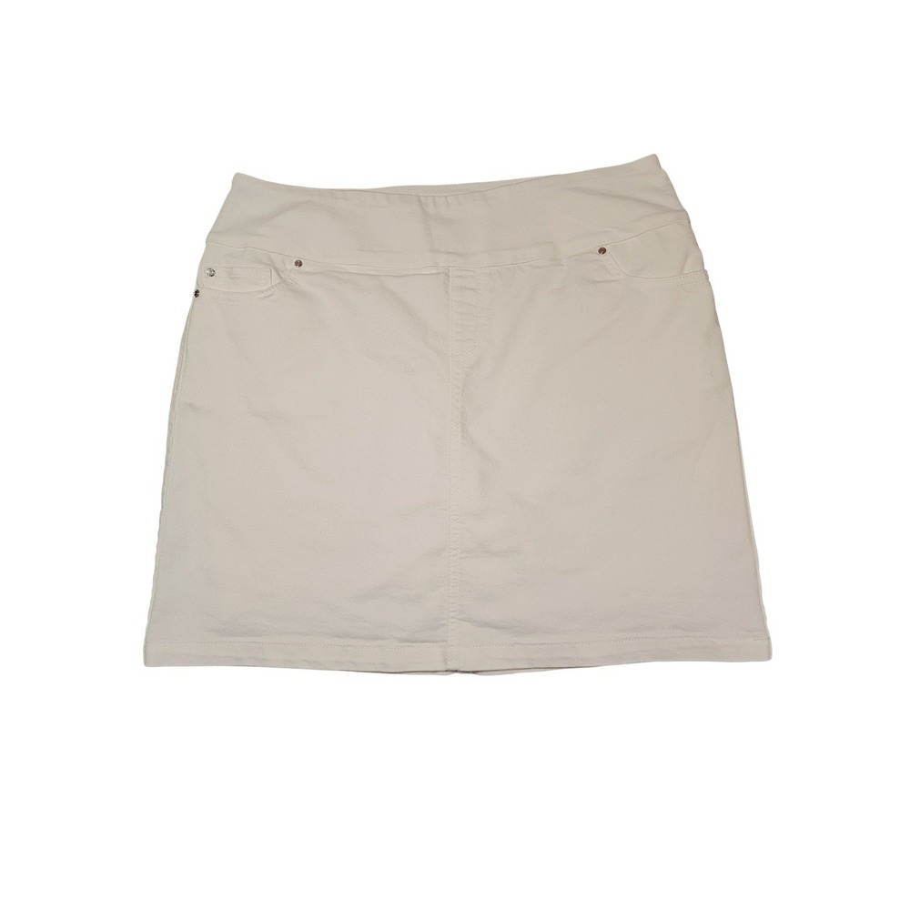 SC & CO Denim Skort L White Pull On Stretch Active Golf Tennis Pickleball Skirt